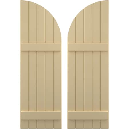 Americraft 5-Board (2 Batten) Wood Joined Board-n-Batten Shutters W/ Arch Top, ARW101BQ518X82NTH